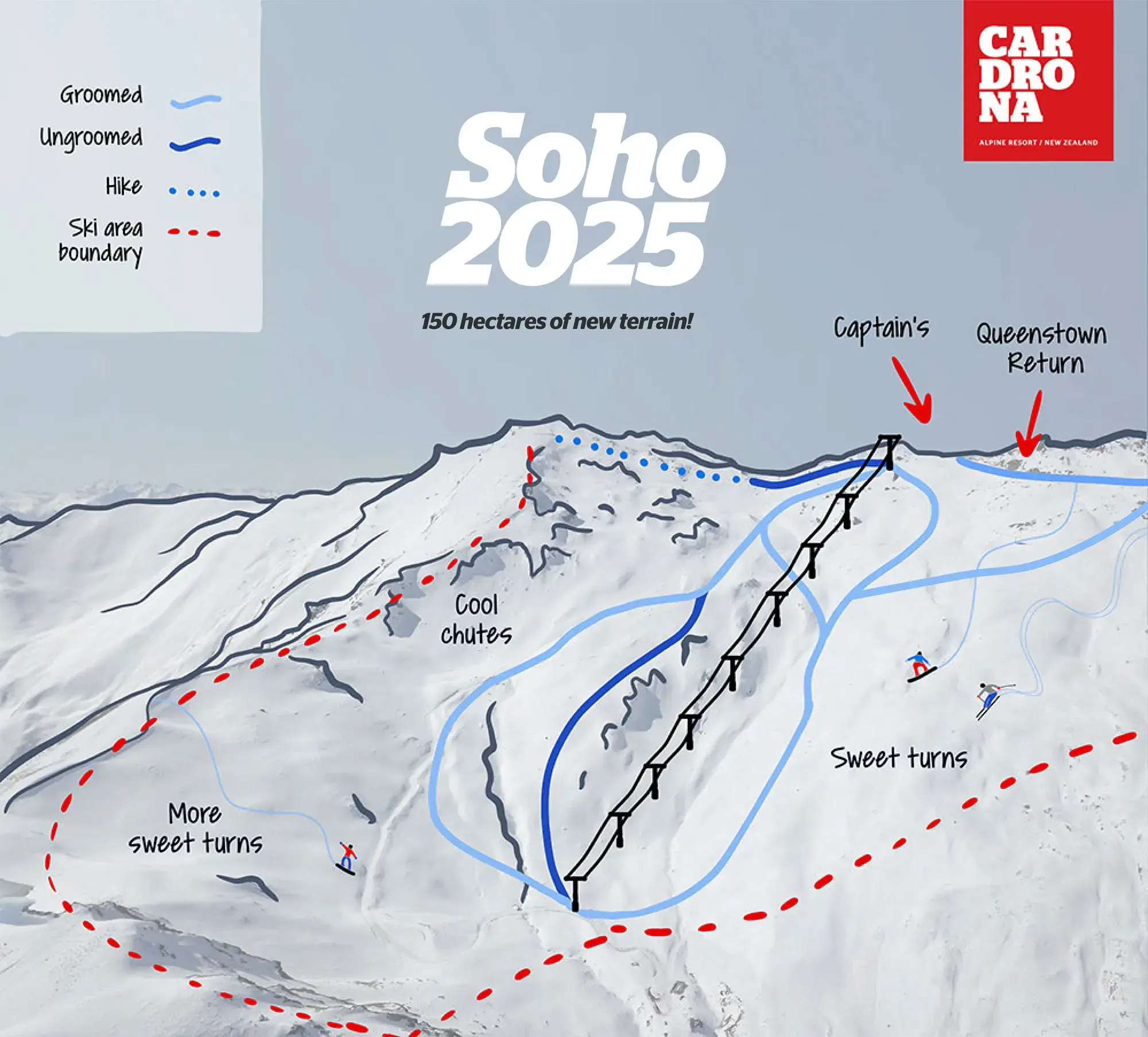 Soho Basin trail map with new chair outlined.